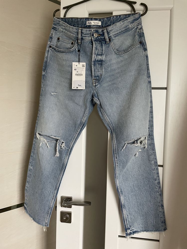 Стильні світло-голубі чоловічі джинси zara 40 розмір