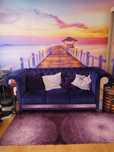 Sofa 3 osobową chesterfield niebieska  lusterka kryształy okazja Waw