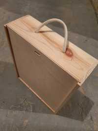 Drewniane pudełko ozdobne na wino - 3 komory