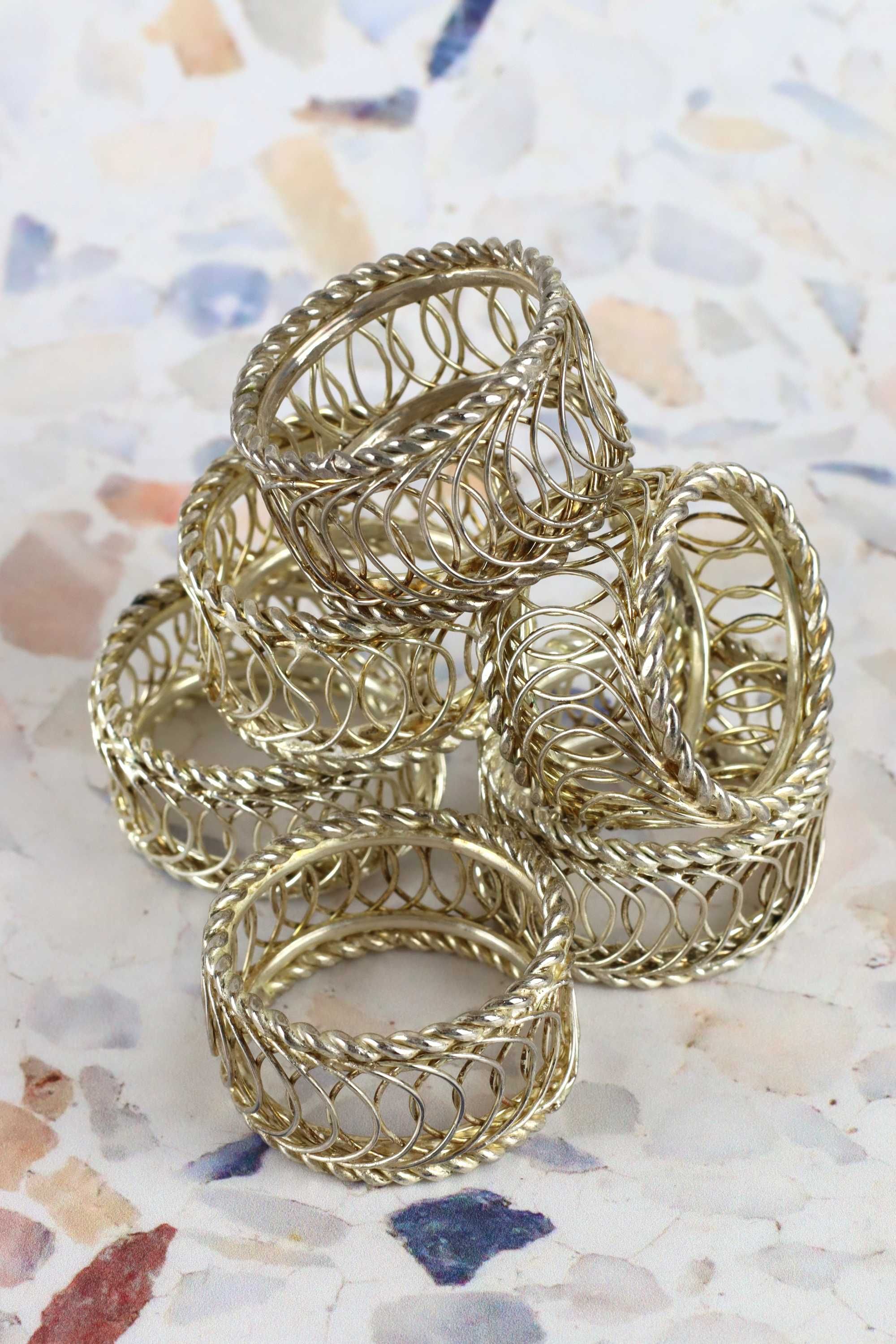 Metalowe obrączki na serwetki pierścienie vintage prl