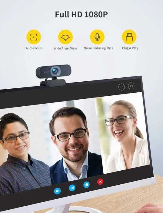 Kamera internetowa 1080P, kamera stacjonarna z dwoma mikrofonami