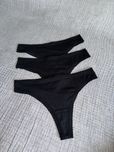 H&M 3 pary czarne stringi pół brazyliany bawełniane bawełna koronka Xs