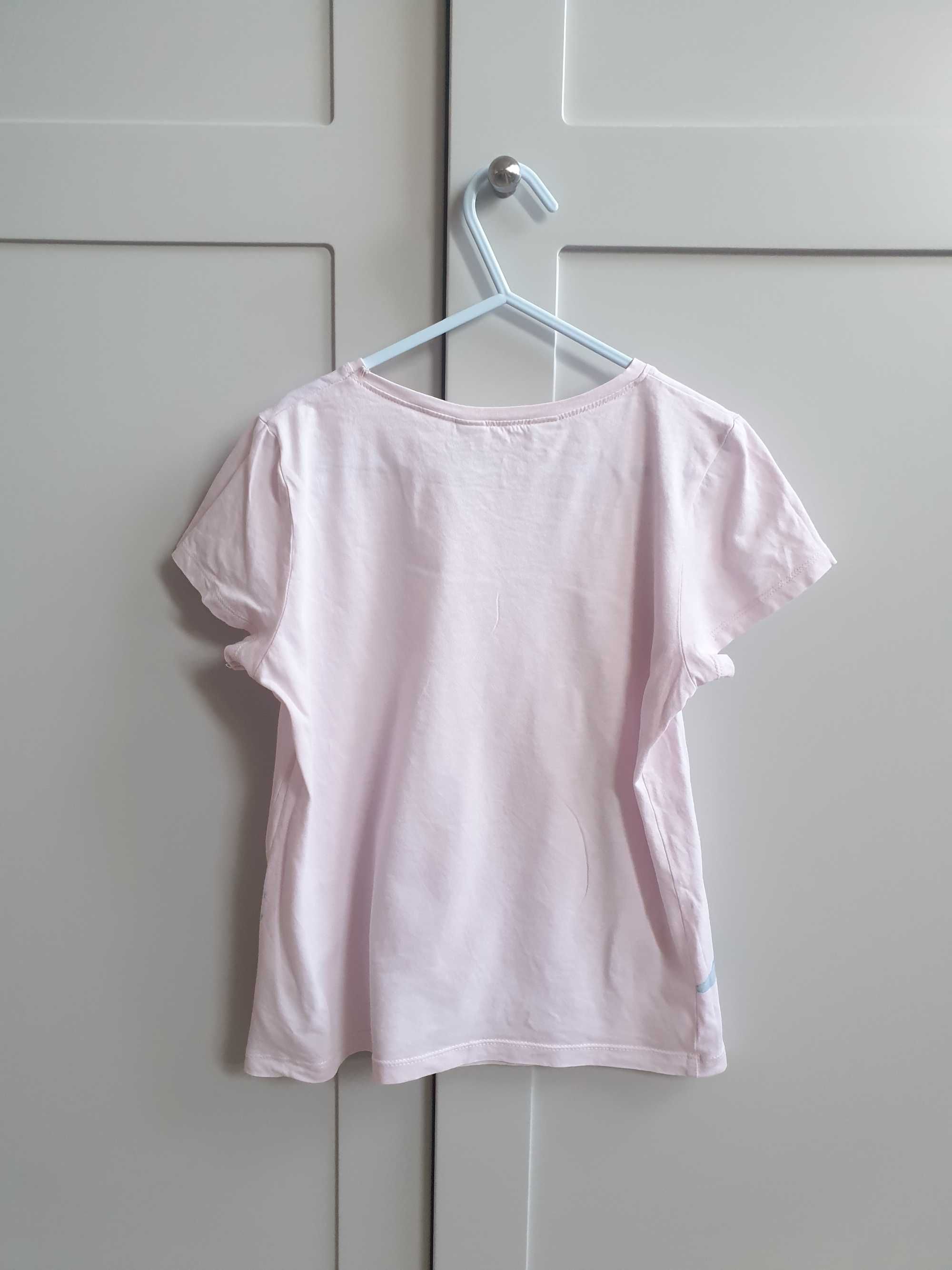 Różowa koszulka t-shirt Elsa Frozen Kraina Lodu H&M 134 140
