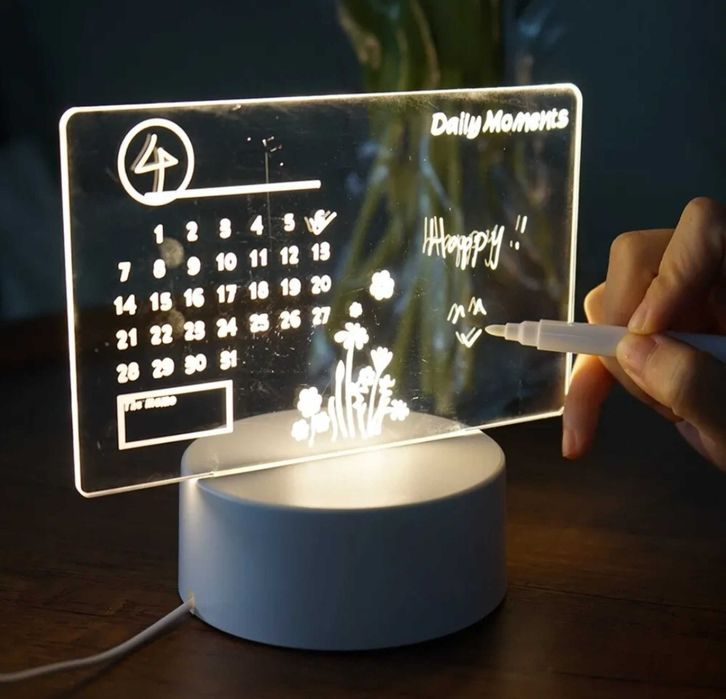 Календар нічник для заміток малюнків з LED підсвіткою теплого кольору