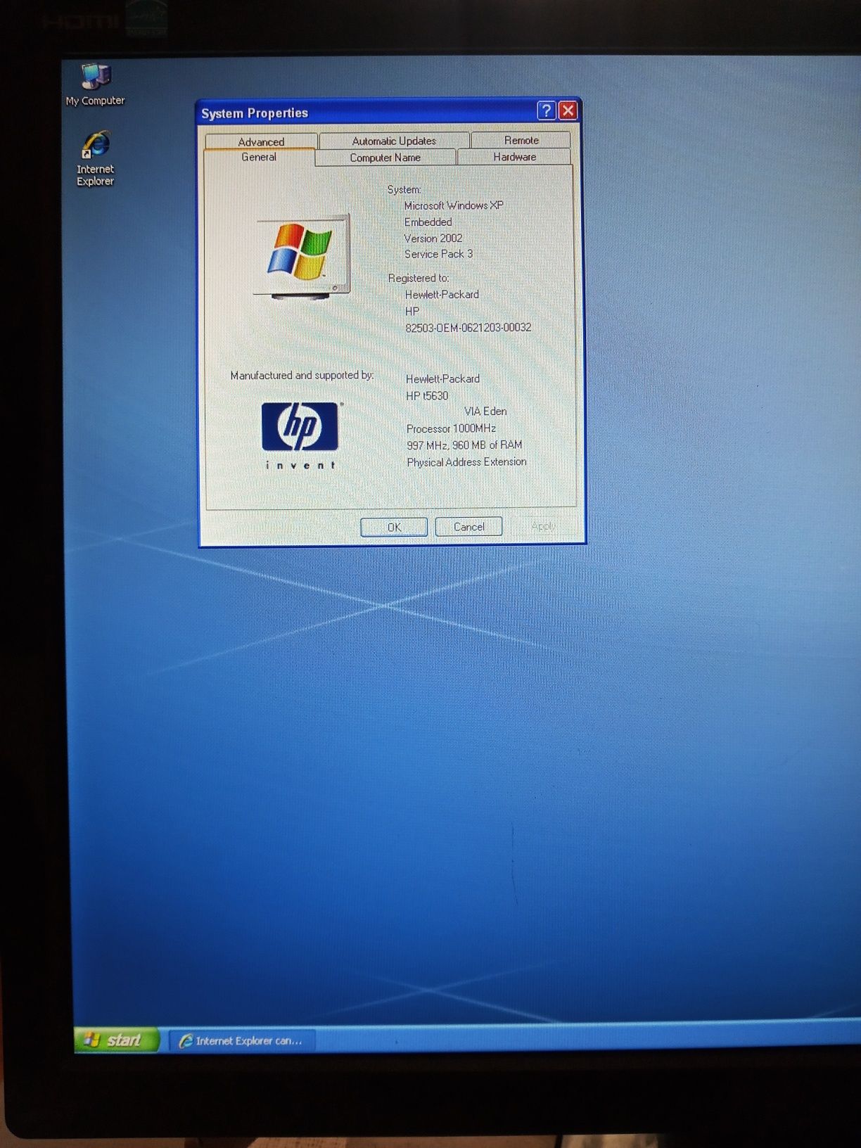 HP Thin Client model:HSTNC-004-TC