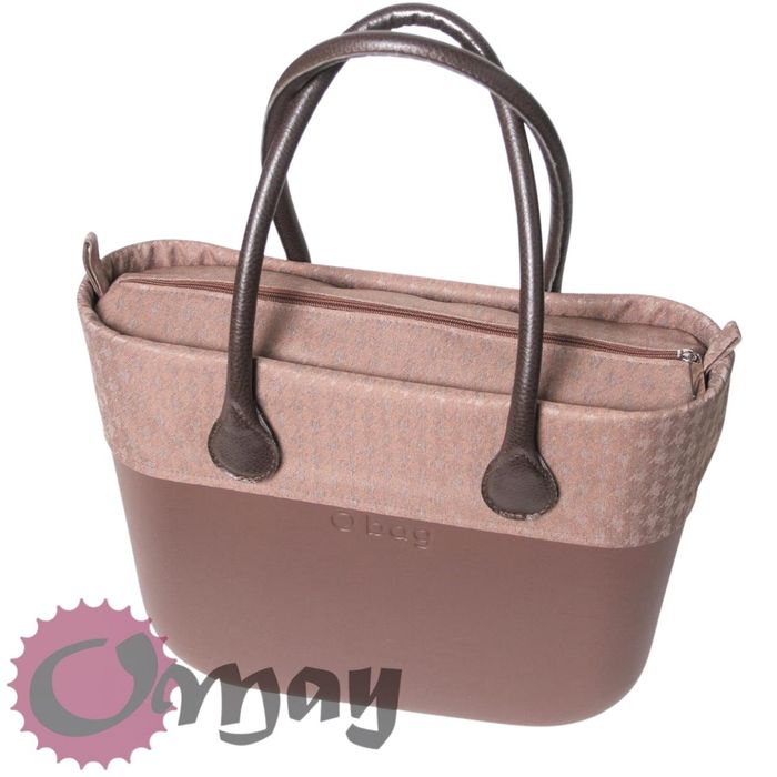 BRĄZOWA PEPITKA organizer OBAG MINI +OPASKA wkład 2 kieszenie OMAY