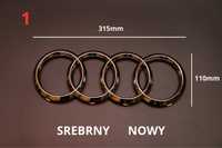 Emblemat Znaczek Audi Przód Tył Srebrny Połysk Nowe