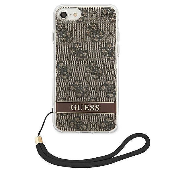 Etui Guess 4G Print Strap na iPhone SE 2022 / SE 2020 / 7 / 8 - brązow