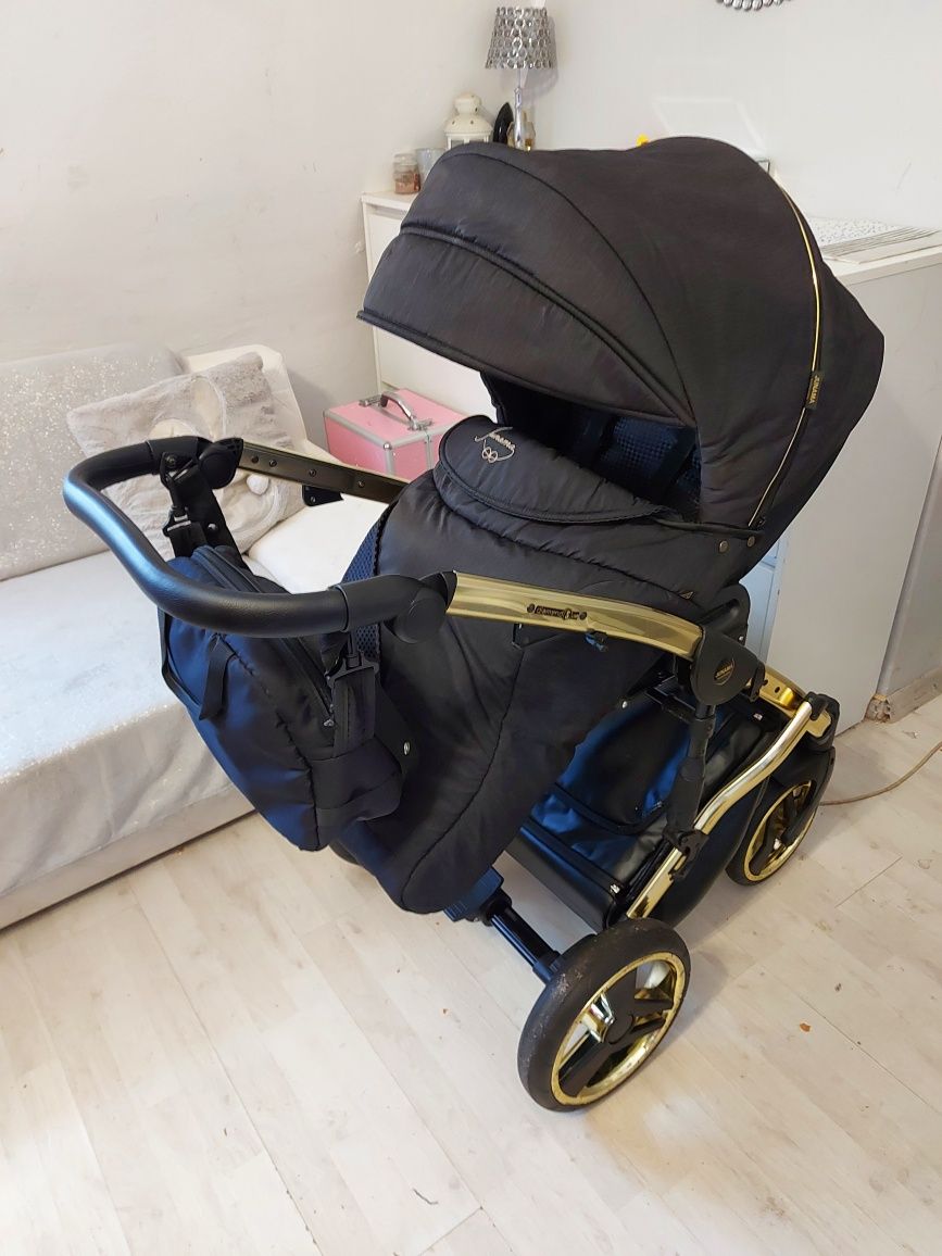 Wozek 3w1 junama diamond s line czarny czarno zloty wysyłka + CYBEX