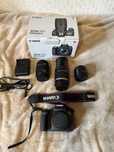 Canon 77d + 3 obiektywy: kit, 50mm, 55-250mm