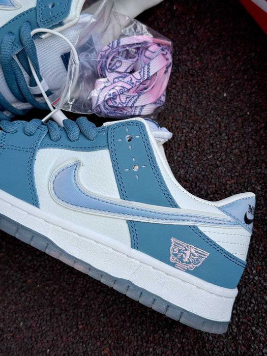 Жіночі кросівки Nіке Dunк Low білий з синім  3761 ТОП