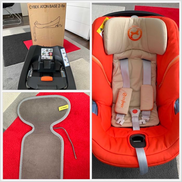 Fotelik Cybex Aton 5 + NOWY ORYGINALNY izofix + podkładka Aeromoov