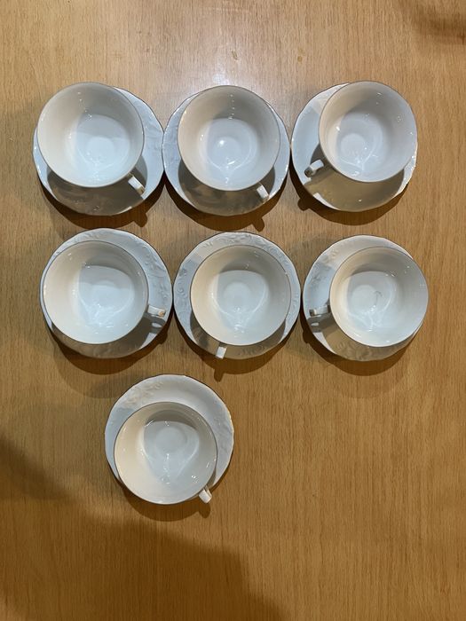 Serwis kawowy ceramiczny Wałbrzych zestaw 7 sztuk herbata porcelana
