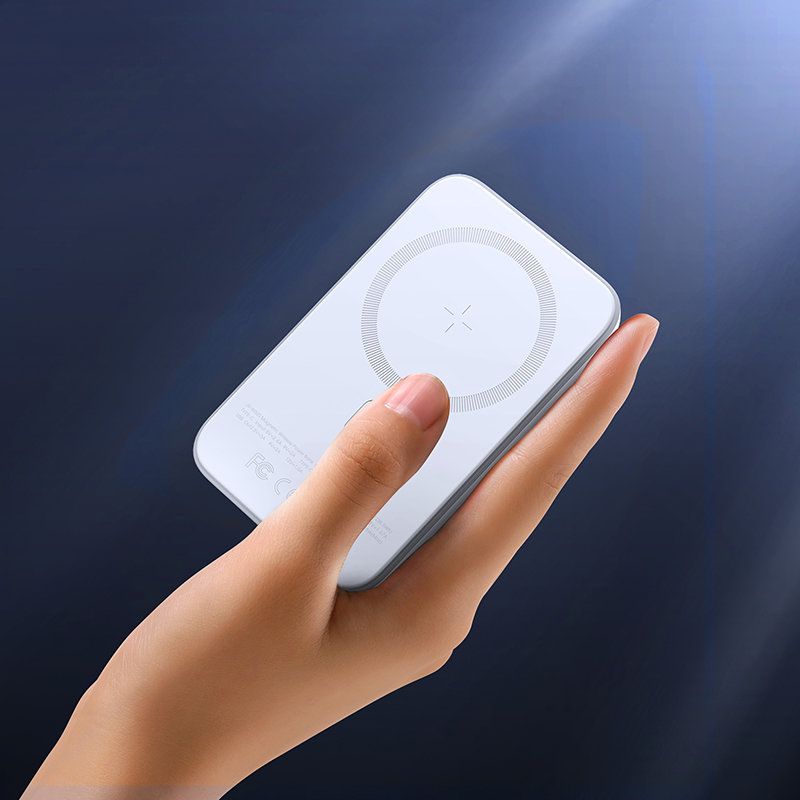 mini power bank 10000mah magnetyczny z ładowarką qc pd usb usb-c biały