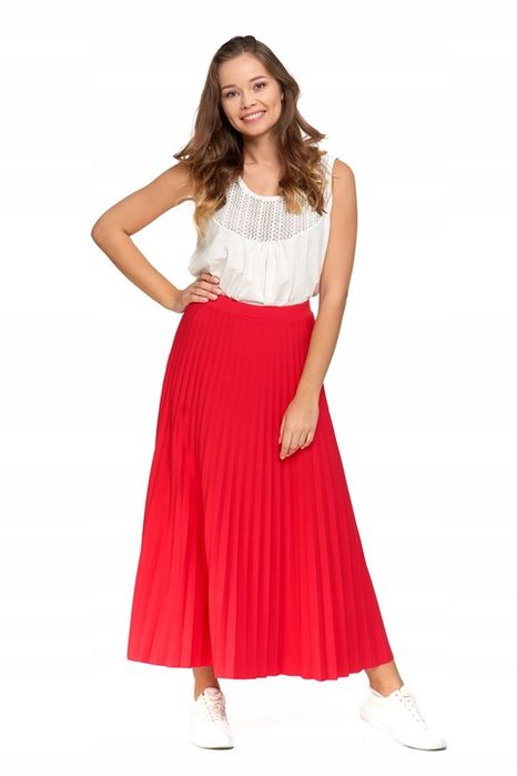 Plisowana Spódnica Maxi Długa Damska Na Gumce Wygodna Elegancka Moraj