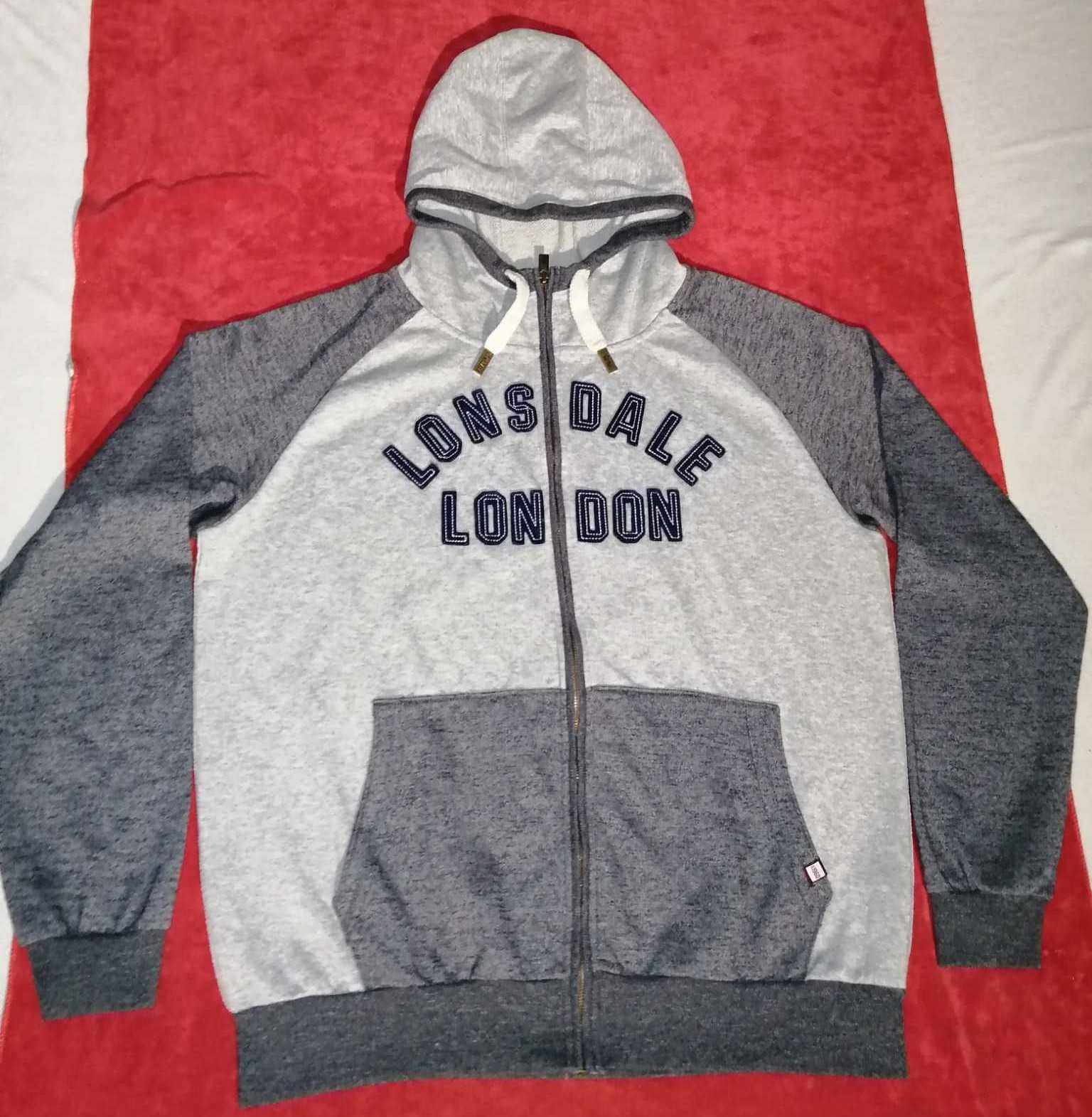 LONSDALE LONDON Bluza Męska Rozpinana Kaptur 2XL Oryginalna