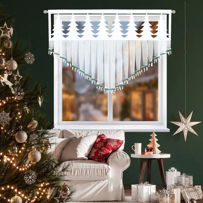 Panel świąteczny z choinkami i pomponikami