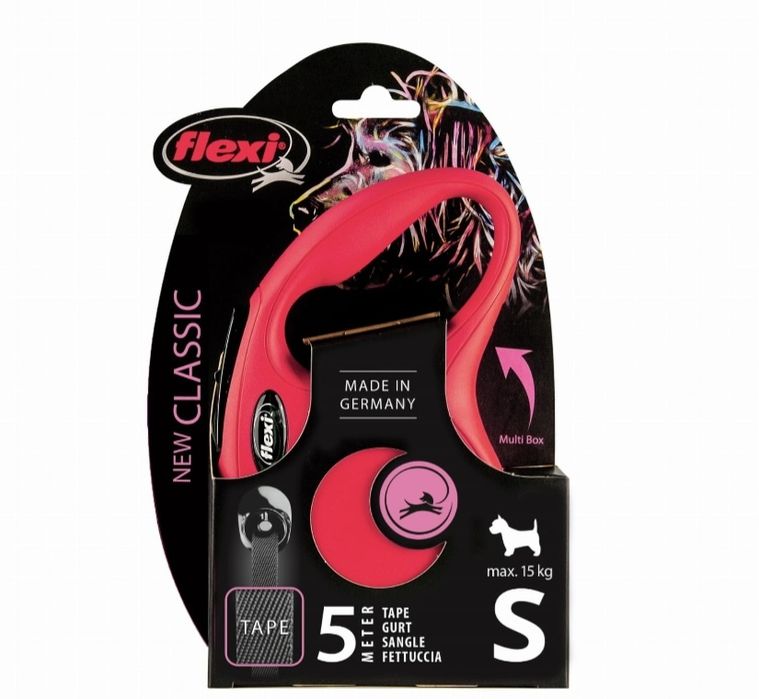 Smycz Flexi New Classic S taśma 5m 15kg czerwona