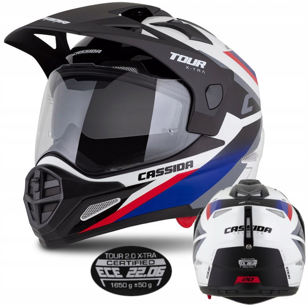 Kask Motocyklowy Cassida Tour Pod interkom Ece 06 XS-XXL TURYSTYCZNY