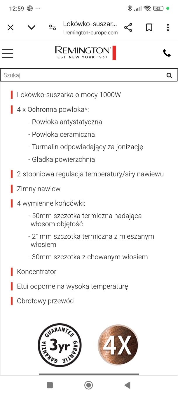 Suszarko-lokówka REMINGTON AS7051 z jonizacją