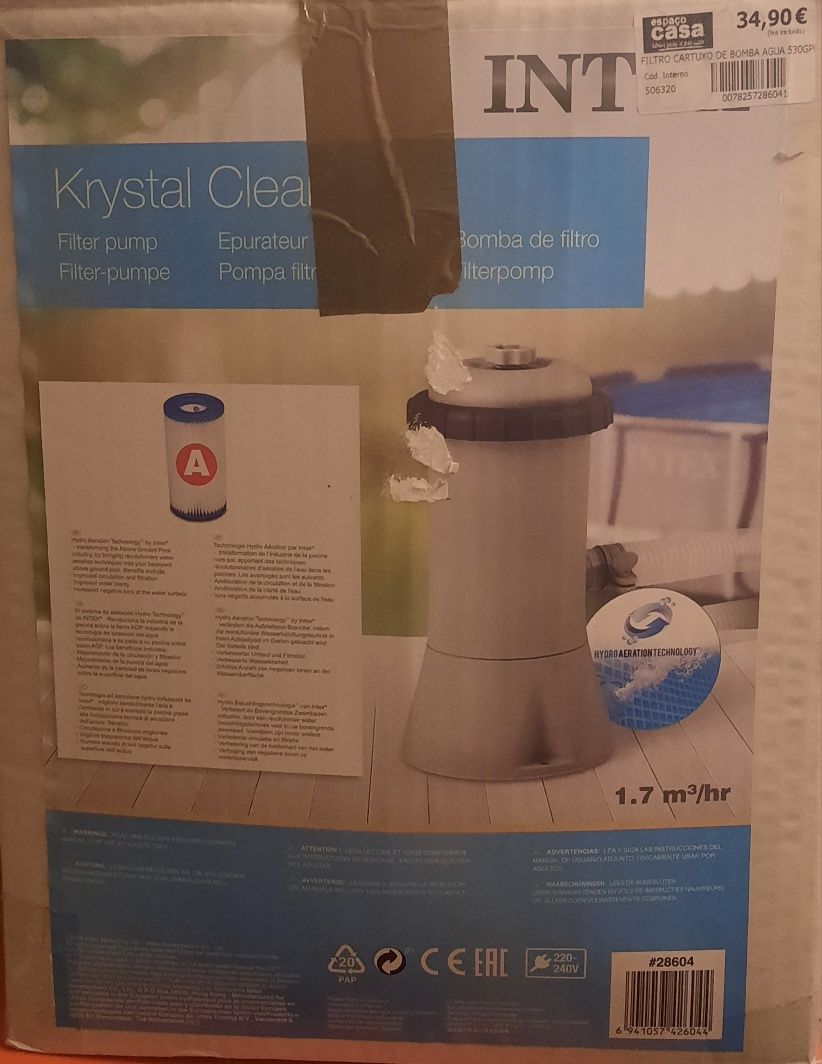 Piscina com bomba e filtro (novo) e capa de protecção