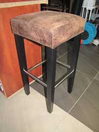 Krzesło barowe hoker tapicerowany nogi drewniane Songmics