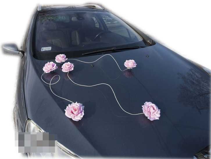 Pudrowy róż delikatna skromna ozdoba na przejazd do ślubu 123