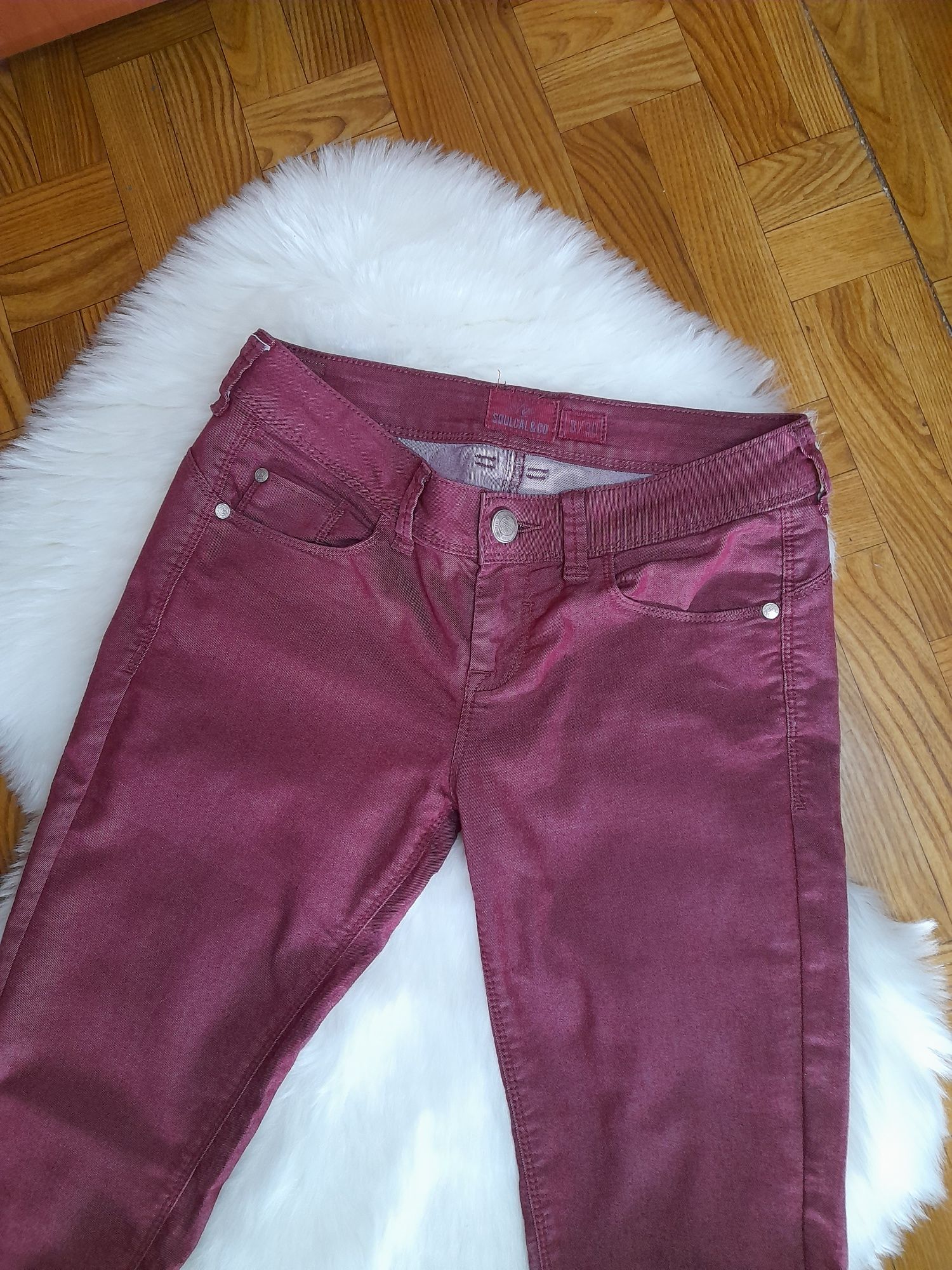 Burgundowe  jeansy spodnie damskie  38 M