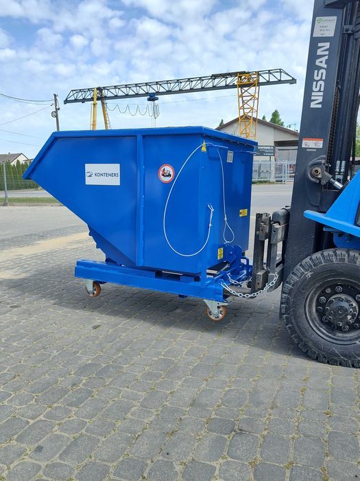 Kontener samowyładowczy koleba do wózka widłowego 1m3 złom, stal