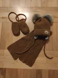 Zestaw czapka zimowa, szalik, rękawiczki 0-4 m-cy