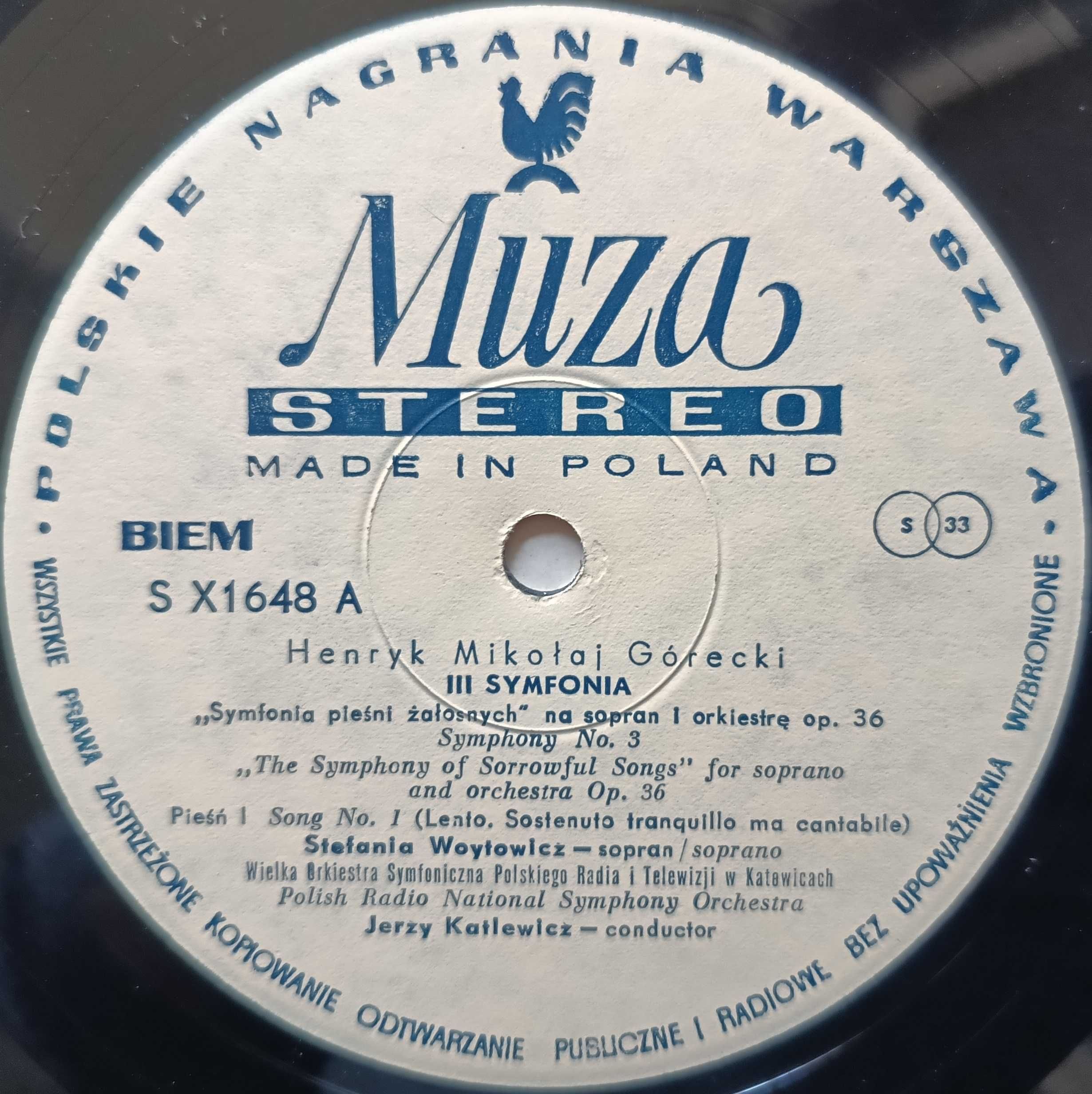 H.M. Górecki - III Symfonia. Płyta winylowa !