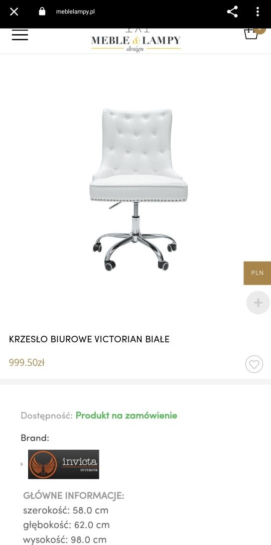 Fotel biurowy Glamour Victorian biały