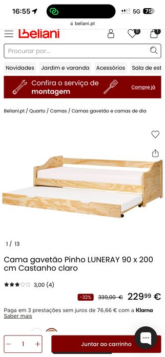 Cama solteiro/dupla Beliani 90x200