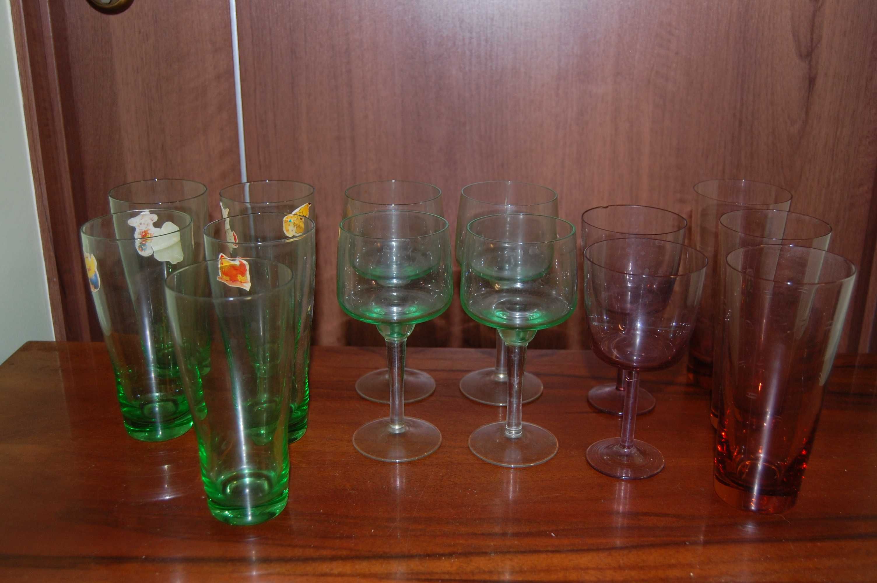 Стеклянные стаканы бокалы тонкое цветное стекло СССР СРСР