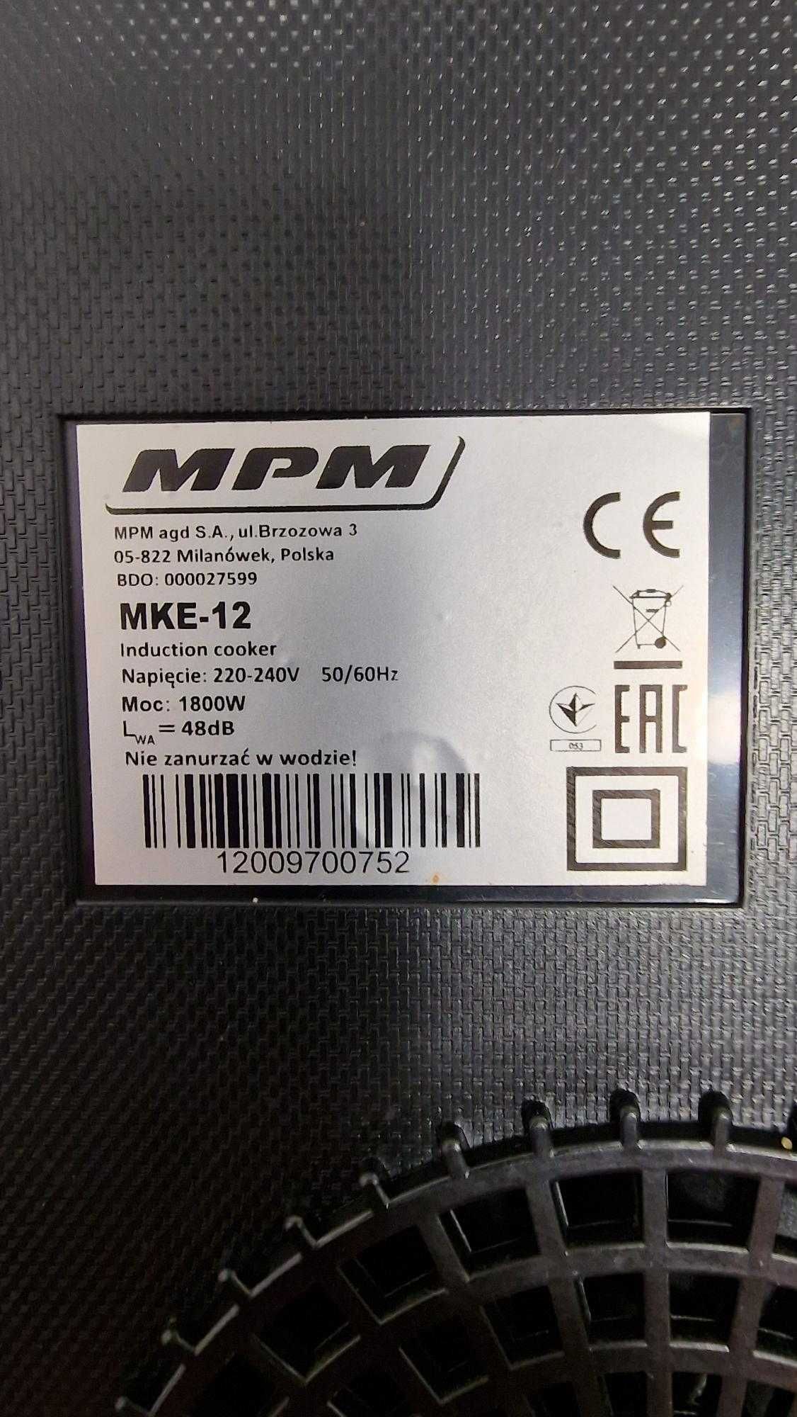 Kuchenka indukcyjna pojedyncza 1800W MPM MKE-12 Komis Madej Czeladź