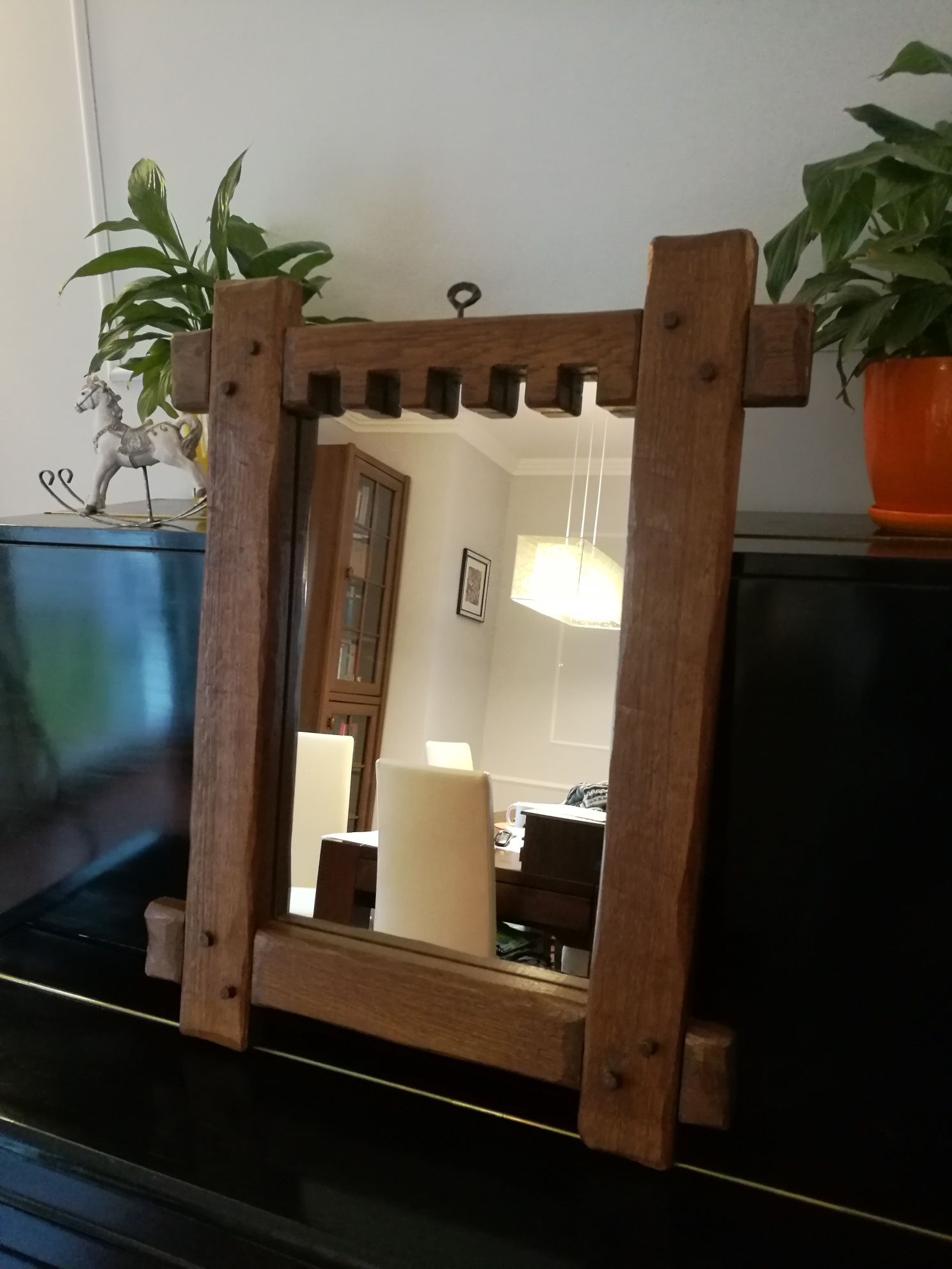Lustro rustykalne, loft w drewnianej ramie