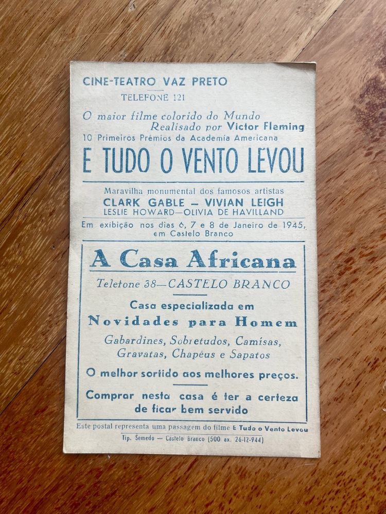 Postais publicitários do filme E Tudo o Vento Levou