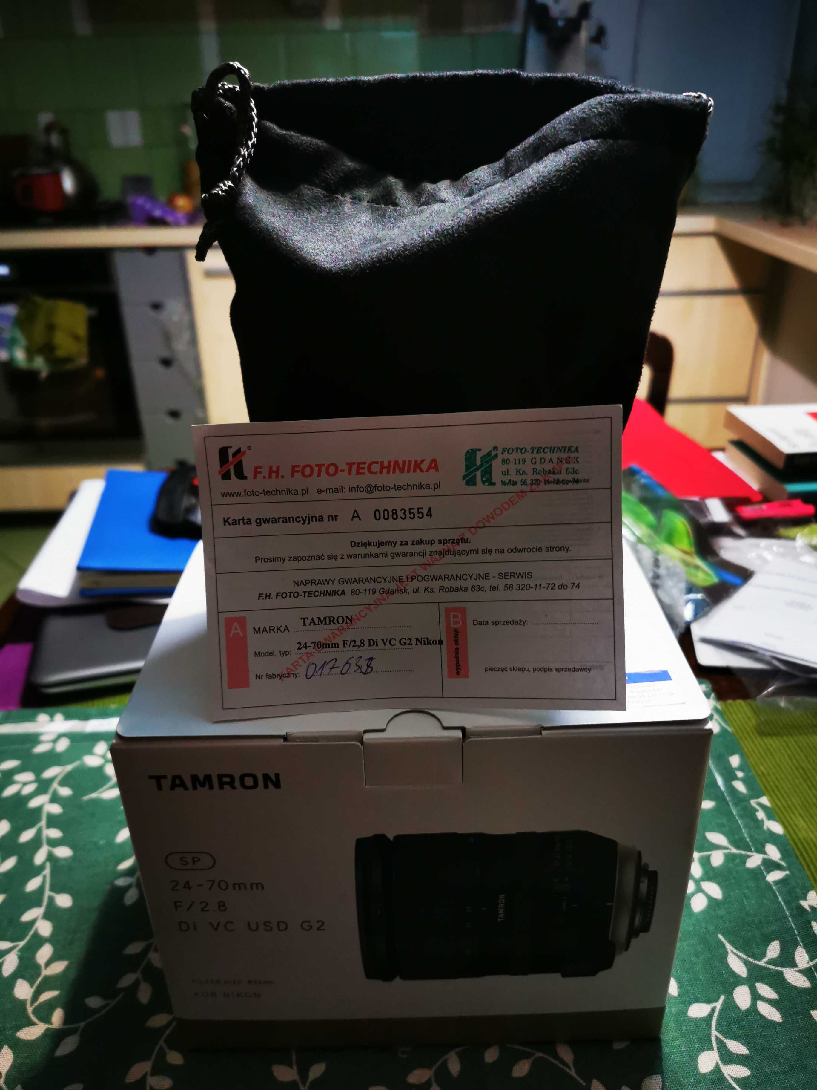 Obiektyw Tamron SP 24-70mm f/2.8 VC USD G2 pudełko, etui wersja NIKON