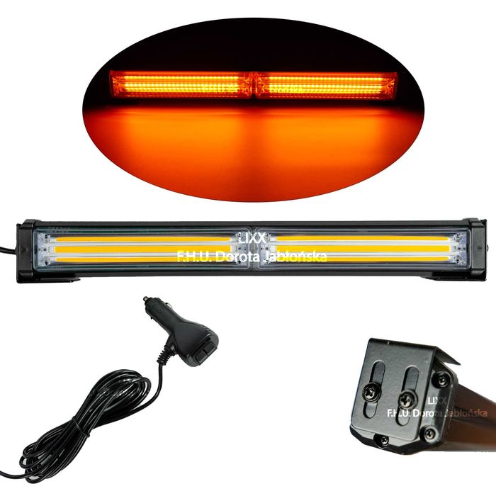 Belka 30cm Ostrzegawcza Jednostronna POMARAŃCZOWA STROBO LED 12V 24V