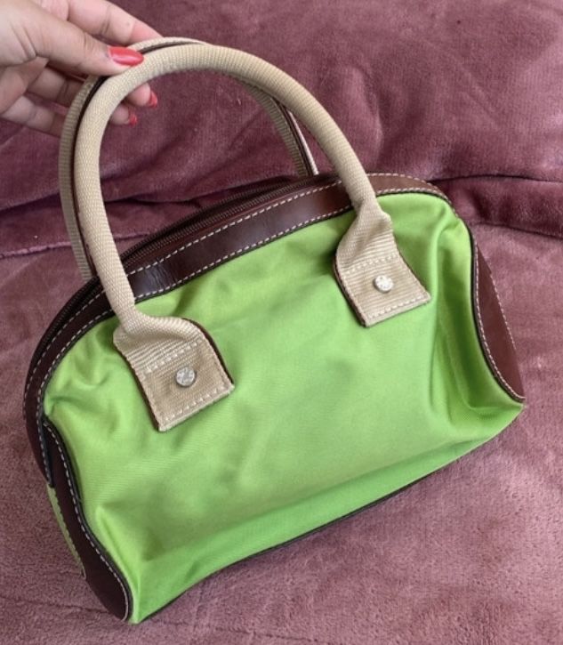 Mala/carteira “Lancel” verde/castanha