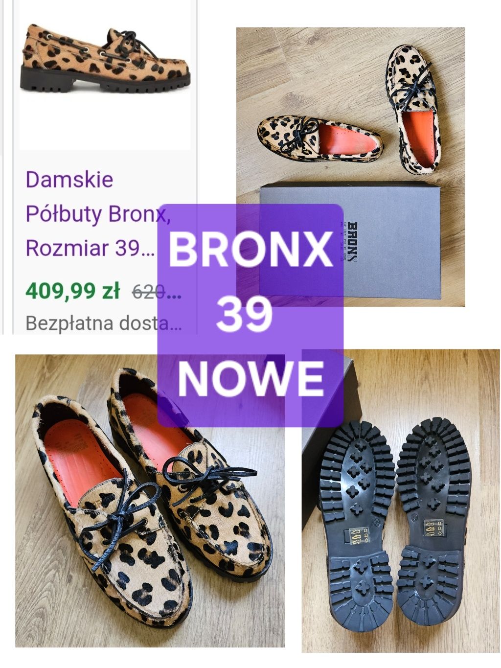 Nowe z pudełkiem mokasyny Bronx 39