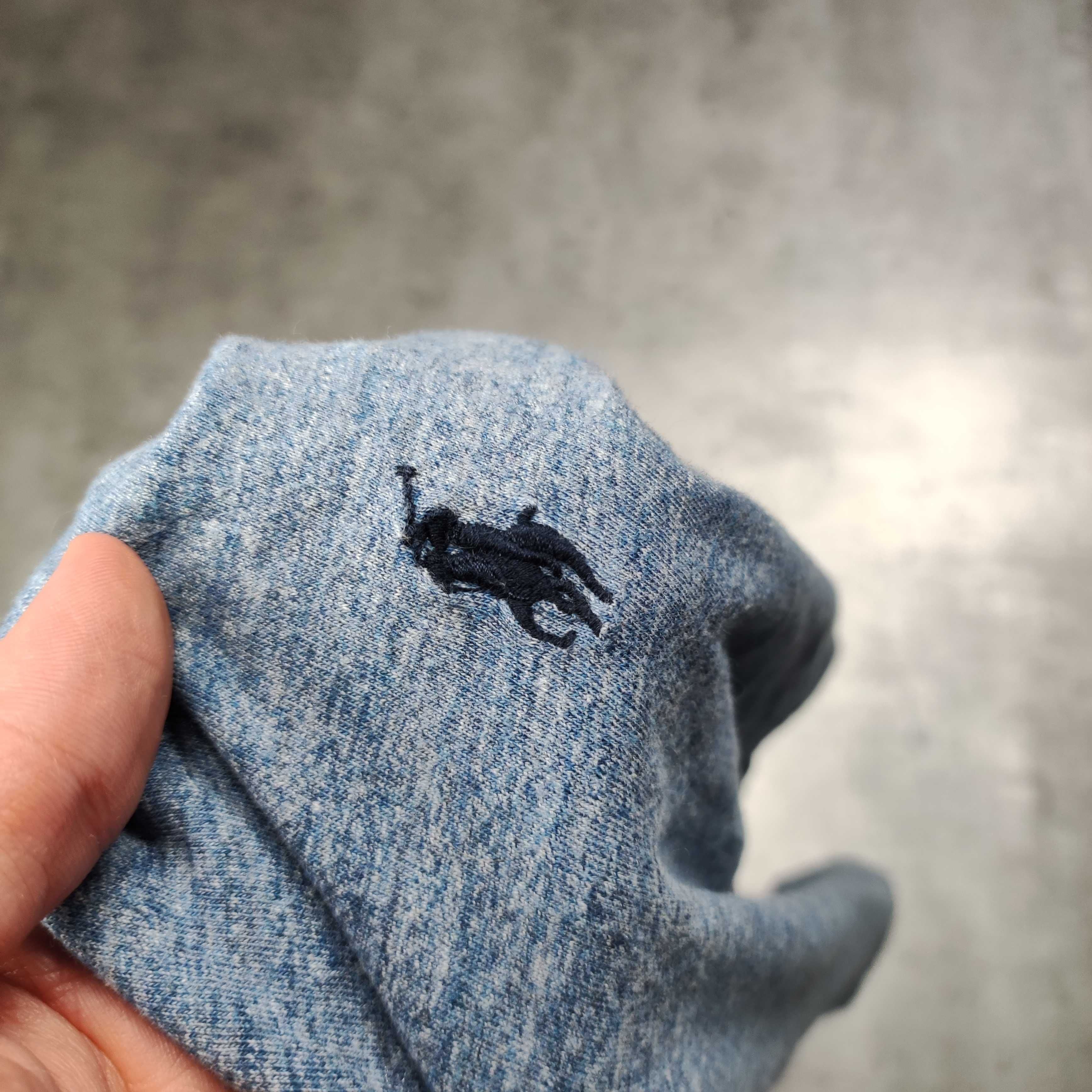 MĘSKA Koszulka Elegancka Klasyczna Letnia Bawełna Błękit Ralph Lauren
