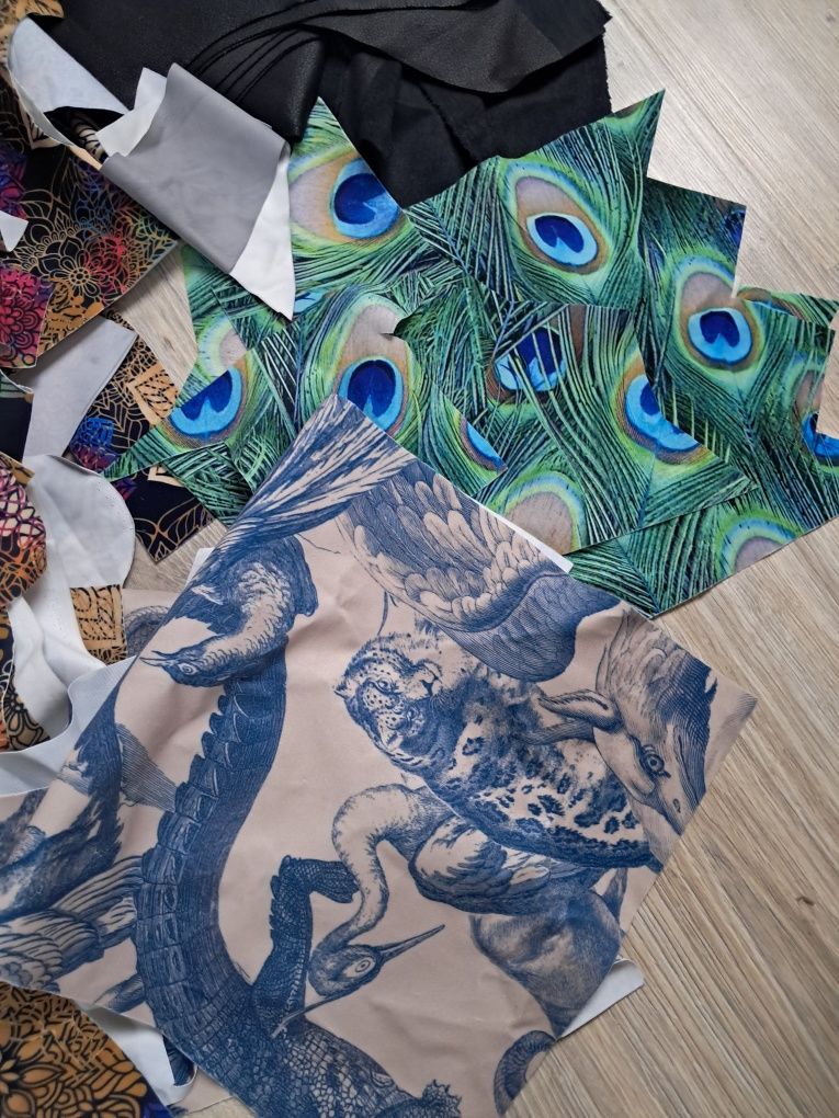 Ścinki resztki handmade szycie materiały plusz tapicerski druk mandala