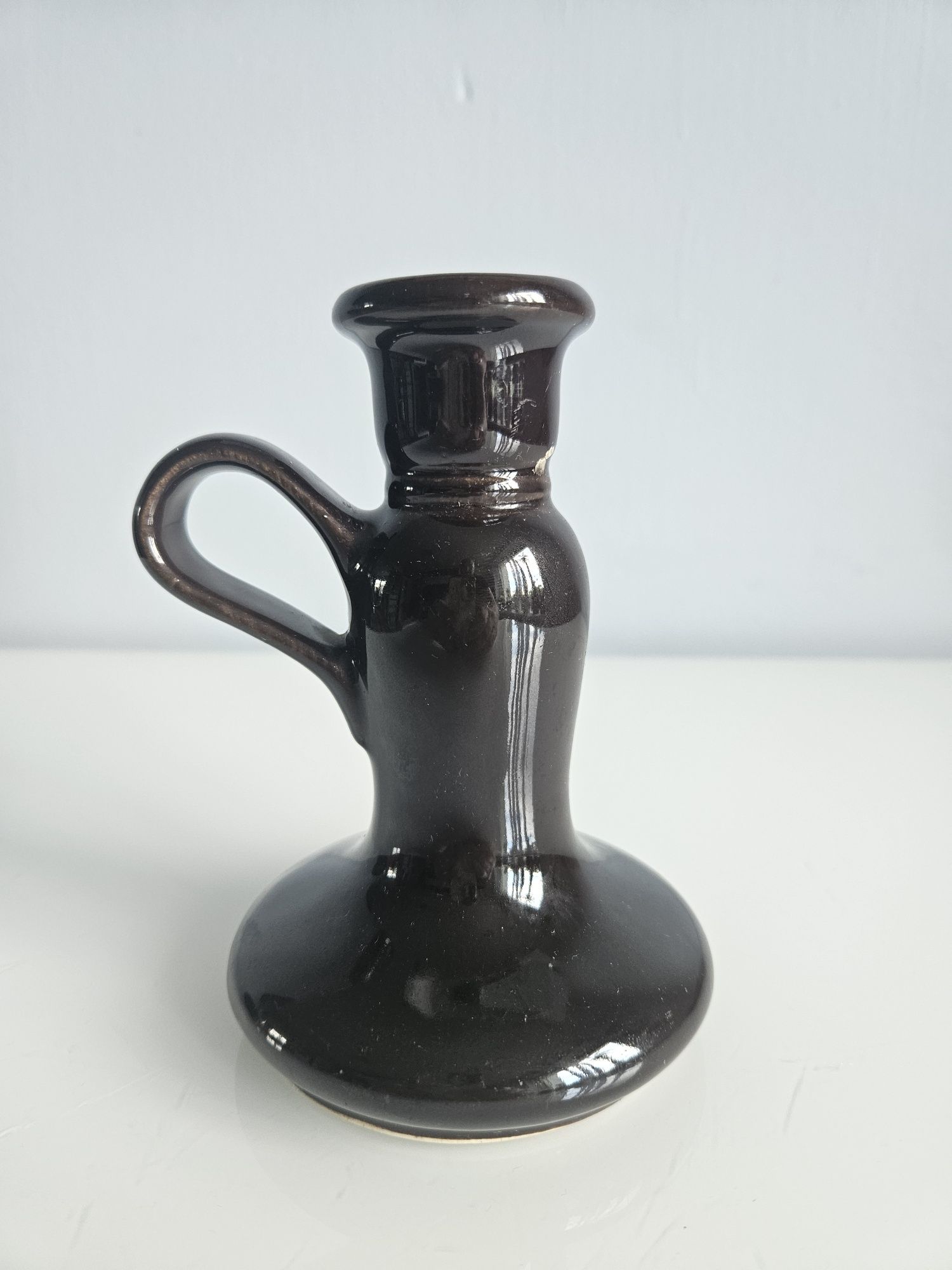 Świecznik, kaganek ceramiczny PRL vintage new look