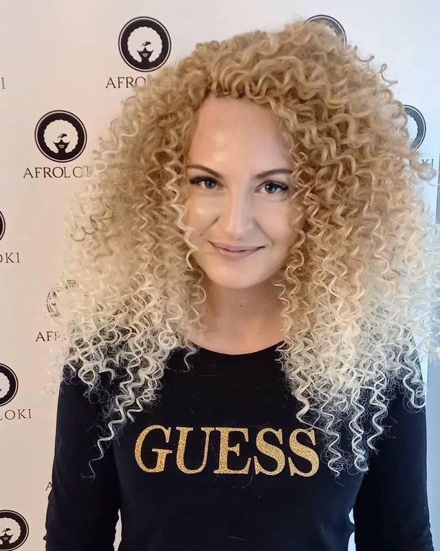 Włosy do afroloków ombre blond american style afro curly hair