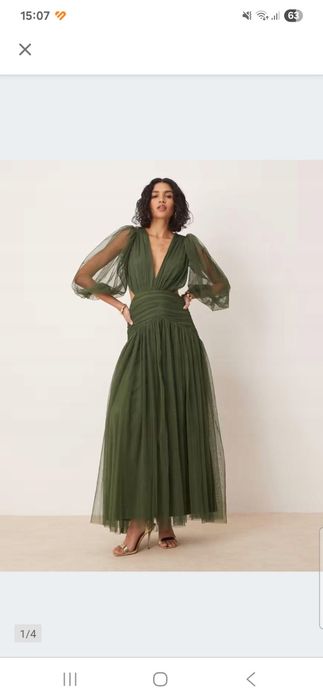 Długa tiulowa sukienka maxi Lace&Beads