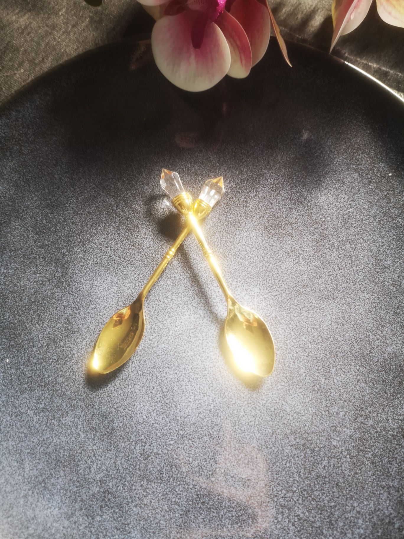 Ozdobne złote łyżeczki do kawy ciasta cukru do mokki espresso 11cm