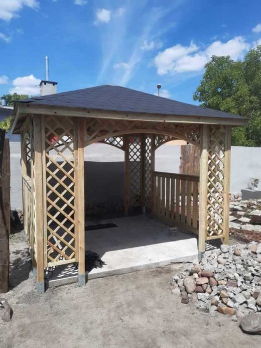 ALTANA ogrodowa PAWILON z drewna WIATA drewniana pergola deska NOWA