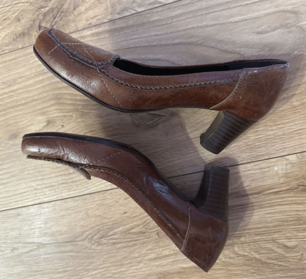 Skórzane brązowe buty rozm.36