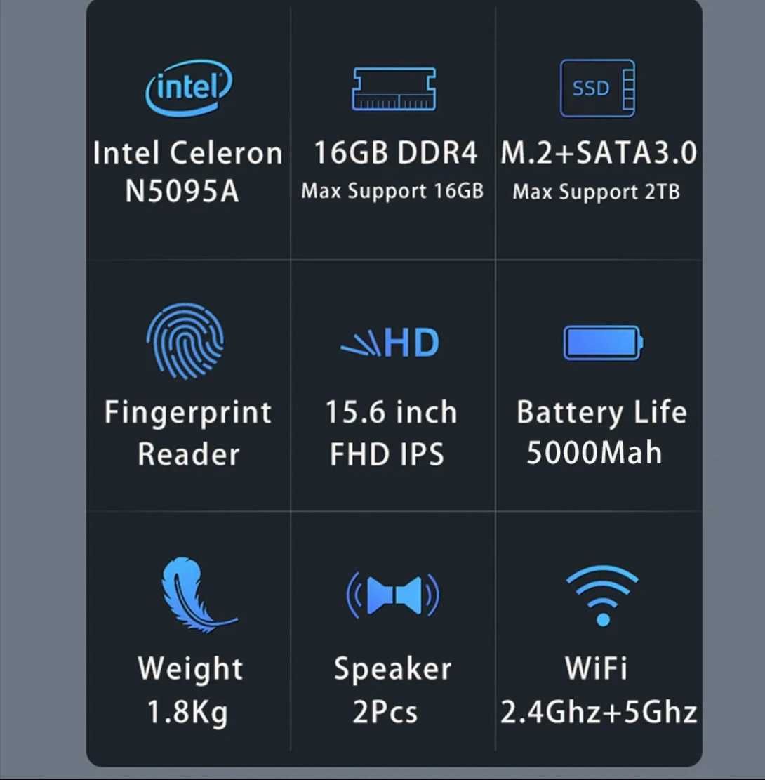 Ігровий ноутбук Fedemer - Celeron N5095A/12GB/512GB SSD/ Windows 11PRO